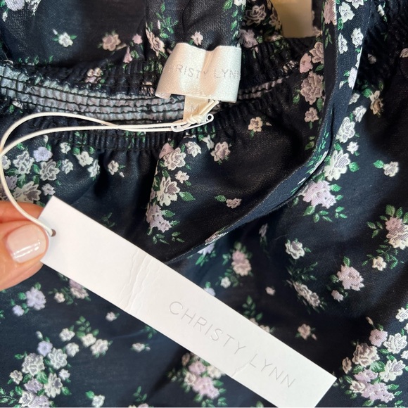 NWT Christy Lynn Jacquard Lorraine Floral Top Ruffle Blouse Size Medium - Picture 7 of 16